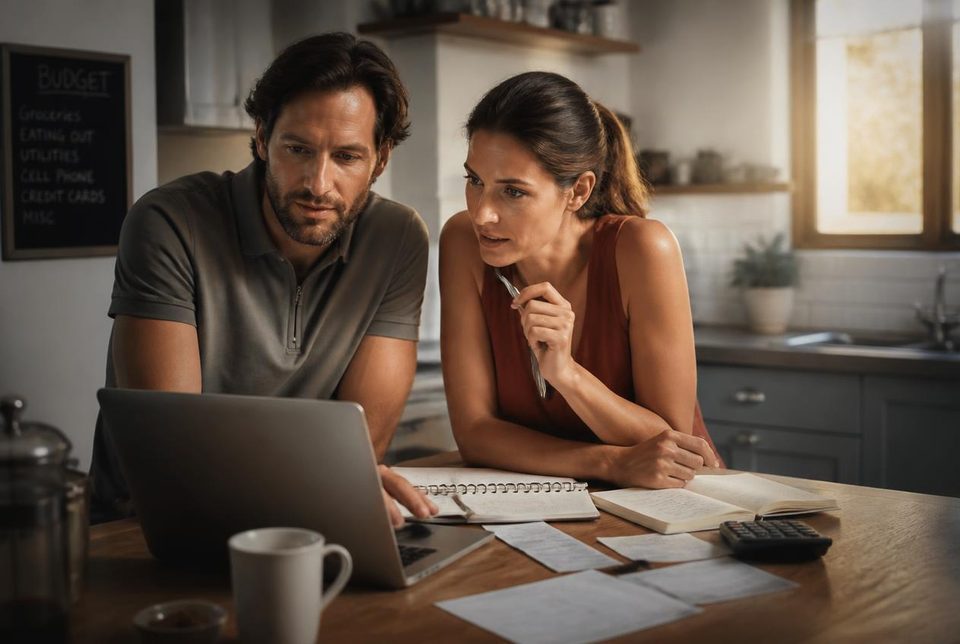 Des parents consultant sereinement leur espace familial sécurisé